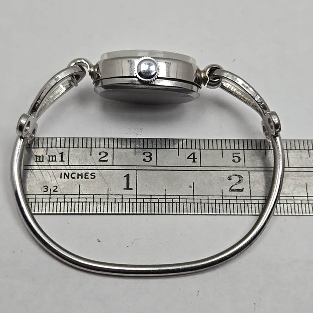 Womens Majestime Manual Wind Silver Cuff Watch Vintage Style Classic Runs - Picture 8 of 10